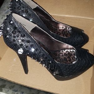Dollhouse  spike / clear stone heels